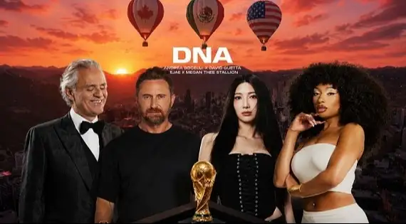 Ouça a música para a Copa 2026, "DNA (with Andrea Bocelli, EJAE & Megan Thee Stallion)", com letra e tradução!